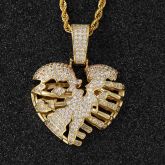 Broken Skeleton Heart Pendant in Gold