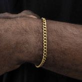 5mm Stainless Steel Cuban Bracelet in Gold