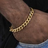 9mm Diamond-Cut Cuban Bracelet in Gold