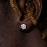 Flower Cluster Stud Earrings in White Gold