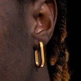 Squared Oval Hoop Earrings in Gold
