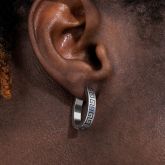 Greek Key Hoop Stainless Steel Earrings