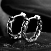 Curb Chain Stainless Steel Hoop Earrings
