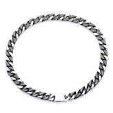 13mm Black and Steel Two-tone Cuban Link Chain