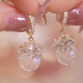 Iced Flower Pearl Earrings
