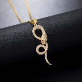 Iced Snake With Red Eyes Pendant Necklace