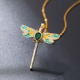 Iced Enamel Dragonfly in Gold