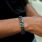 Iced 13mm Emerald & Black Cuban Bracelet in Black Gold