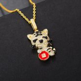 Iced Tiger Baby Necklace in Gold