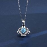 Sterling Silver Heart of Ocean Crown Necklace Pendant