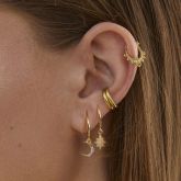 Sterling Silver Star Moon Asymmetric Earrings
