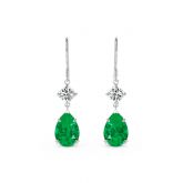Princess & Pear Cut Emerald Green Drop Earrings