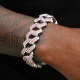 Iced 20mm Pink & White Miami Cuban Bracelet with Big Box Clasp