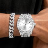 12mm Iced Miami Cuban Bracelet in White Gold