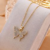 Micro Pave Butterfly Pendant Necklace