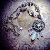 Gothic Pentagram Crystal Beads Pendant Necklace