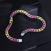 12mm Rose Red and Yellow Cuban Link Chain