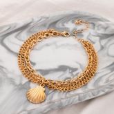 Shell Charm Layered Anklet