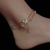 Pearl Butterfly Layered Anklet
