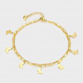 Gold Butterfly Charm Layered Anklet