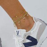 Iced Safe Pin Charms Paper Clip Chain Cuban Chain Anklet Set