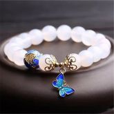 10mm White Agate Butterfly Bracelet