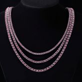 3mm/4mm Pink Tennis Chain in White Gold