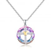 Our Friendship is a True Blessing to Me Crystal Love Cross Necklace - For Friend