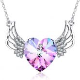 Crystal Heart Wings Necklace - For Sister