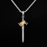 Iced Two Tone Sword & Crown Necklace