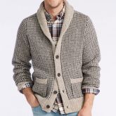 Men's cardigan lapel jacquard casual sweater