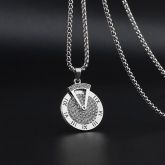 Iced Rotatable Roman Numeral Round Necklace
