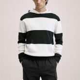 Black and White Striped Casual Hoodie