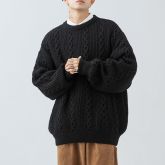 cable-textured crew-neck sweater