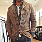 Men's Long Sleeve Knitted Lapel Sweater