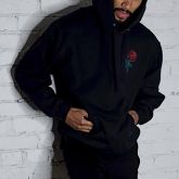 Oversize embroidered rose hoodie