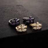 Iced Sword Earrings-Purple/White Stone