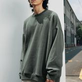 Men's solid color loose oversize round neck sweatshirt