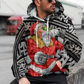Men's round-neck printed Christmas hoodie