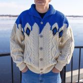 Men's color-blocked lapel sweater