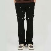 Vintage lace-up straight jeans