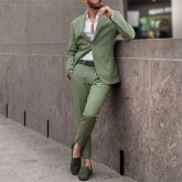 Green solid color suit
