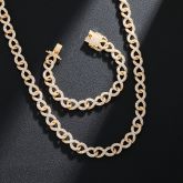 11mm Iced Infinity Cuban Link Bracelet in Gold