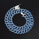 14mm Iced Blue Enamel Miami Cuban Chain in White Gold