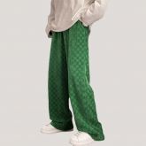 Checkerboard Plaid Straight Casual Pants