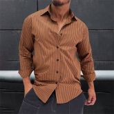 Light Brown Vertical Stripe Shirt