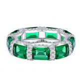 Emerald Cut Engagement Ring - Emerald/Purple/Yellow
