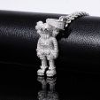Iced Cartoon Doll Pendant in White Gold