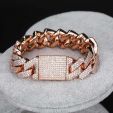 Iced 20mm Cuban Bracelet in Rose Gold with Box Clasp
