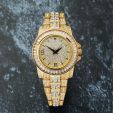 18K Gold Finish Iced Watch